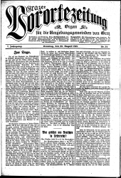 Grazer Vorortezeitung: Organ f. d. Umgebungsgemeinden v. Graz