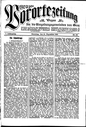 Grazer Vorortezeitung: Organ f. d. Umgebungsgemeinden v. Graz