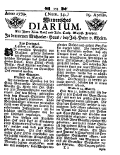 Wiener Zeitung 17390429 Seite: 1