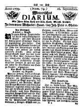 Wiener Zeitung 17390916 Seite: 1