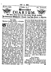 Wiener Zeitung 17400116 Seite: 1