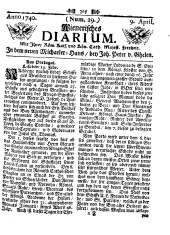 Wiener Zeitung 17400409 Seite: 1