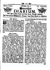 Wiener Zeitung 17400813 Seite: 1