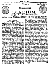 Wiener Zeitung 17410114 Seite: 1