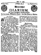 Wiener Zeitung 17410913 Seite: 1