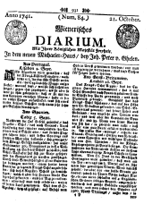Wiener Zeitung 17411021 Seite: 1