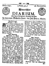 Wiener Zeitung 17411118 Seite: 1