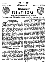Wiener Zeitung 17411122 Seite: 1