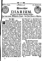 Wiener Zeitung 17420117 Seite: 1