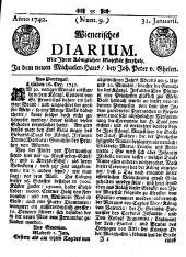 Wiener Zeitung 17420131 Seite: 1