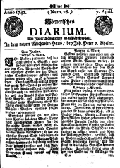 Wiener Zeitung 17420407 Seite: 1