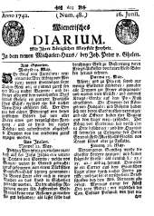 Wiener Zeitung 17420616 Seite: 1