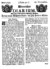 Wiener Zeitung 17431116 Seite: 1