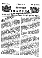 Wiener Zeitung 17440118 Seite: 1