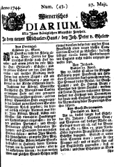 Wiener Zeitung 17440527 Seite: 1