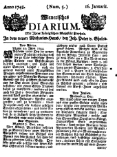 Wiener Zeitung 17450116 Seite: 1