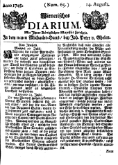 Wiener Zeitung 17450814 Seite: 1