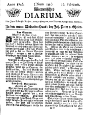 Wiener Zeitung 17460216 Seite: 1