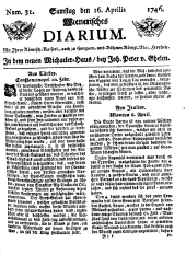 Wiener Zeitung 17460416 Seite: 1