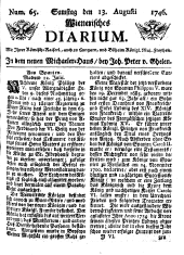 Wiener Zeitung 17460813 Seite: 1