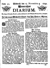 Wiener Zeitung 17471115 Seite: 1