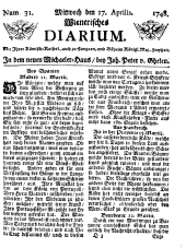 Wiener Zeitung 17480417 Seite: 1