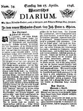 Wiener Zeitung 17480427 Seite: 1