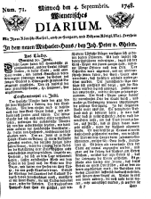 Wiener Zeitung 17480904 Seite: 1