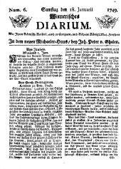 Wiener Zeitung 17490118 Seite: 1