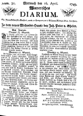 Wiener Zeitung 17490416 Seite: 1