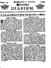 Wiener Zeitung 17490913 Seite: 1