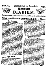 Wiener Zeitung 17500916 Seite: 1