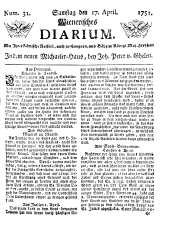 Wiener Zeitung 17510417 Seite: 1