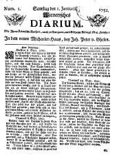 Wiener Zeitung 17520101 Seite: 1