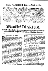 Wiener Zeitung 17580419 Seite: 1