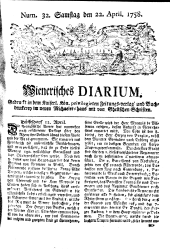 Wiener Zeitung 17580422 Seite: 1