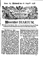 Wiener Zeitung 17580816 Seite: 1