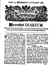 Wiener Zeitung 17600213 Seite: 1