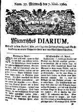Wiener Zeitung 17600507 Seite: 1