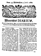 Wiener Zeitung 17600604 Seite: 1