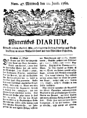 Wiener Zeitung 17600611 Seite: 1