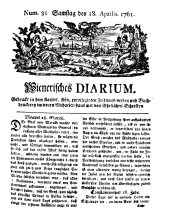 Wiener Zeitung 17610418 Seite: 1