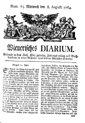 Wiener Zeitung 17640808 Seite: 1