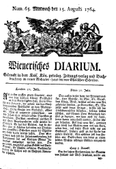 Wiener Zeitung 17640815 Seite: 1