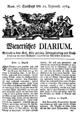 Wiener Zeitung 17640922 Seite: 1