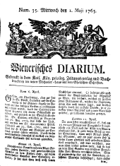 Wiener Zeitung 17650501 Seite: 1