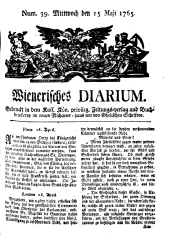 Wiener Zeitung 17650515 Seite: 1