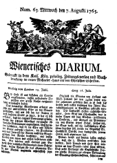 Wiener Zeitung 17650807 Seite: 1