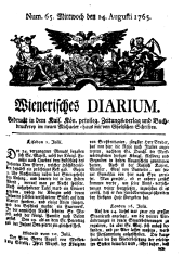 Wiener Zeitung 17650814 Seite: 1