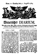 Wiener Zeitung 17650831 Seite: 1